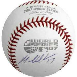  Manny Delcarmen Autographed 2007 World Series Baseball 