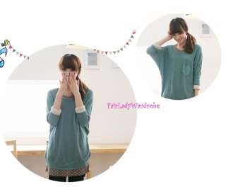 Japan Wide Relaxed Chest Pocket Soft Knit Sweater! Green  