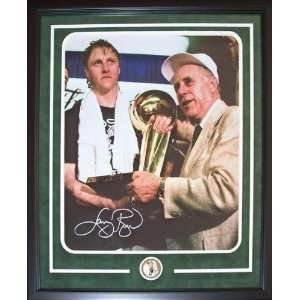 Larry Bird Boston Celtics   with Auerbach and Trophy   Autographed 