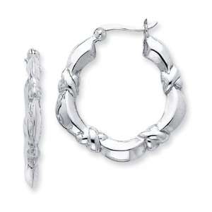  Silver X Design Puffed Hoop Earrings Jewelry