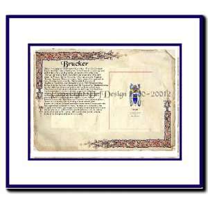  Brucker Coat of Arms/ Family History Wood Framed
