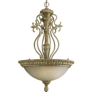   Pendant W/ Antique Stone Etched Glass, Creme Brulee
