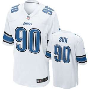   Suh Jersey: Away White Game Replica #90 Nike Detroit Lions Jersey