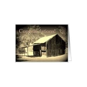  Old Tin Roof Barn Sepia Tone   Congratulations Card 