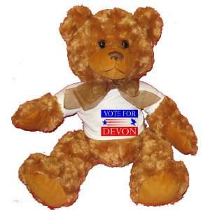  VOTE FOR DEVON Plush Teddy Bear with WHITE T Shirt Toys 
