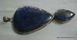 vintage sterling silver pendant lapis lazuli gem stone  