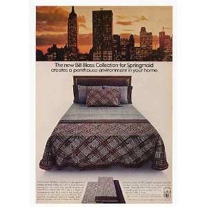  1971 Bill Blass Collection Springmaid Tweed Bedding Print 