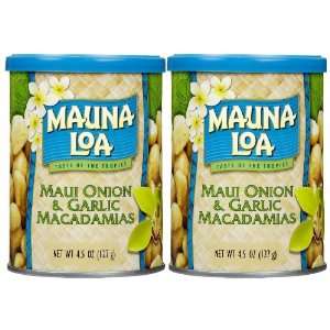 Mauna Loa Maui Onion Garlic Flavored Macadamia Nuts Can 4.5 oz   2 pk.