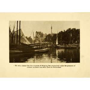  1912 Print Rotterdam Holland Ships Marine Nautical Coastal 