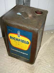 Old Richfield Metal quart 5 Gallon w/ Eagle Graphics Early Motor Oil 