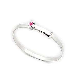    Childs Sterling Silver Bracelet with Enamel Flower: Jewelry
