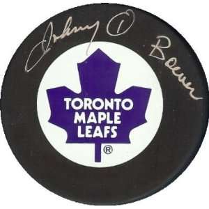  Autographed Johnny Bower Puck