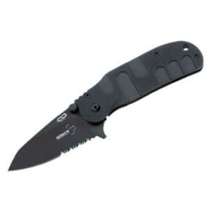 Boker Plus Knives P596 Black Part Serrated Trance Linerlock Knife with 