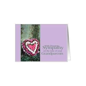   of Grandparents Sympathy card   Pink heart rose bouquet near tree Card