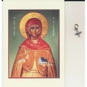 Saint Brigid Holy Card and Cross Charm with Velour Bag Patron Saint of 