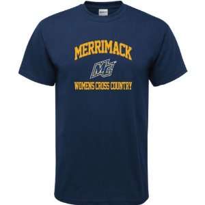  Merrimack Warriors Navy Womens Cross Country Arch T Shirt 