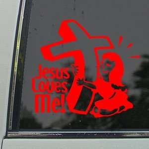  Christian Jesus Loves Me (Girl) Red Decal Car Red Sticker Arts 