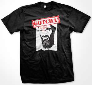 Gotcha Head Marked, Osama Bin Laden Mens T shirt  