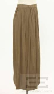 Issey Miyake Brown Plisse Pleat Cut Out Hem Skirt Size M  