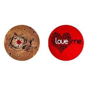  Set of 2 Valentines Day Love and Love Me Badge Pinback 