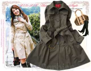 GORGEOUS BABY DOLL TRENCH COAT DRESS BLACK L  
