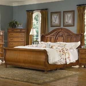 kathy ireland Home by Vaughan Southern Heritage Sleigh Bed in Chestnut 