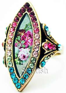 Michal Negrin Biconvex Victorian Style Cameo Crystals Ring  