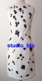 MICHAEL KORS White Black Sunflower Silk Sequin Shift Dress 2 4  