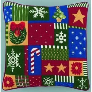  Holiday Patchwork Pillow   Needlepoint Kit