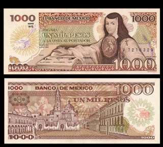 1000 PESOS Note MEXICO   1984 WE   POET NUN Juana   UNC  
