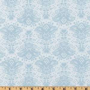  44 Wide Loves In The Air Hearts White/Blue Fabric By The 