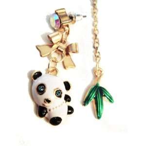  Panda Bamboo Mismatch Drop Earrings Jewelry