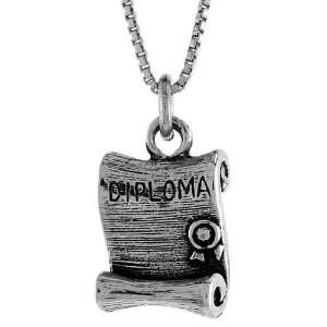  Sterling Silver Diploma Pendant, 11/16 in. (18 mm) Long. Jewelry