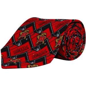   Maryland Terrapins Red Black Block Pattern Tie: Sports & Outdoors