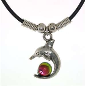 Bottle Nose Dolphin Flip looping with Rainbow Cabochon Fantasy  Ball 