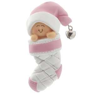  Baby Girl Peeking out of Stocking Christmas Ornament: Home 
