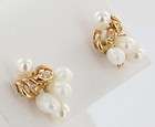 Estate Freshwater Pearls Diamond 14k Gold Stud Earrings