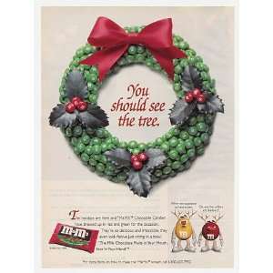  1996 M&Ms Candies Christmas Wreath Print Ad (20859): Home 