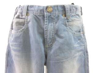 IKKS Light Blue Bleached Distressed Denim Jeans Sz 25  