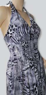 NEW Animal Print Halter Long Maxi Dress Summer Beach Dress S/M  