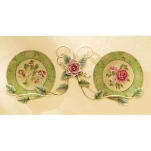 Floral Plates with Metal Rack 
