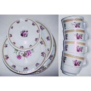 Rose 20 Piece Dinnerware Set, Service for 4 Everything 