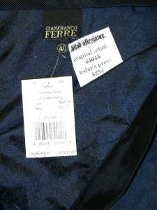 NWT GIANFRANCO FERRE Navy Silk Jacquard Pants 40 $1015  