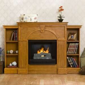   Marcus Plantation Oak Gel Fireplace with Bookcases