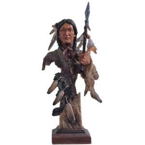  13.5 inch Polyresin Indian With Spear Head And Bust 