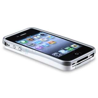   White 3 Piece Cup Shape Hard Case Cover+MIRROR Guard for iPhone 4 G 4S