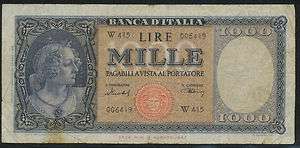 Italy 1000 Lire 1949 speziali letter W P. 88b / Bi 697sp  