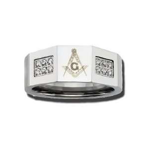   Masonic Freemason Mason Blue Lodge Ring Crystal (Size 8): Jewelry