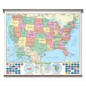  Universal Map 2845227 US Essential Wall Map Railed: Office 