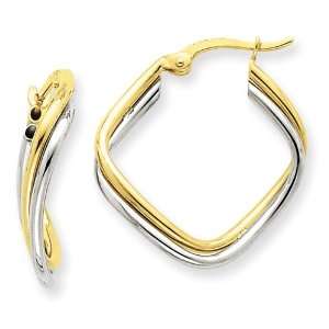  14k Gold Two tone Double Tube Hoop Ea: Jewelry
